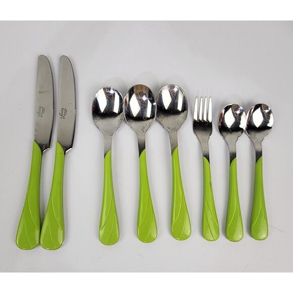 Fiesta Fiestaware Lime Green Swirl Stainless Flatware 8 Assorted Pieces - Picture 1 of 6